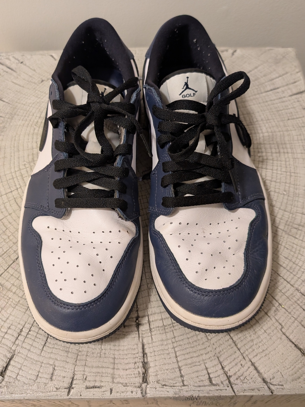 Jordan Men’s Golf Sneakers in White & Midnight Navy Gently Used Without Box